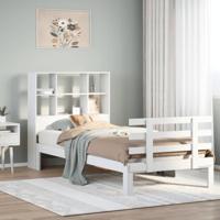 Bed met boekenkast zonder matras grenenhout wit 90x200 cm