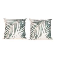 2x Bank/sier kussens met palm plant/blad print voor binnen en buiten 45 x 45 cm - thumbnail