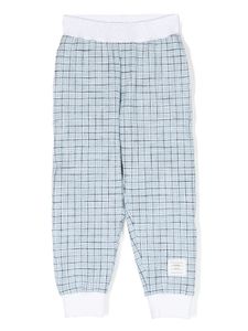 Thom Browne Kids pantalon de jogging en tweed à taille à logo - Bleu