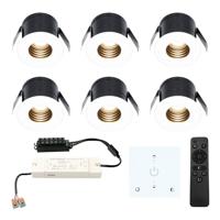 Set van 6 Betty LED Mini Inbouwspots met Trafo en Muurdimmer - 12 Volt 3 Watt 140 lumen - Dimbaar - Plat 37mm - 2700K - IP44 waterdicht - Wit