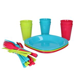 PlasticForte Servies set - 31-delig - kunststof - herbruikbaar - BPA-vrij - picknick servies