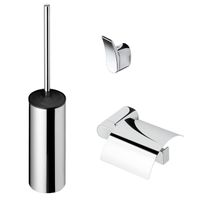 Geesa Wynk Toiletaccessoireset - Toiletborstel met houder - Toiletrolhouder met klep - Handdoekhaak - Chroom 91450002115 - thumbnail