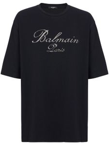 Balmain t-shirt en coton à broderies signature - Noir