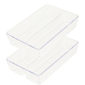 Lade organizer Skuff - 2x - transparant - kunststof - 23 x 15 x 5 cm - modulair - ladeverdeler