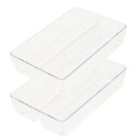 Lade organizer Skuff - 2x - transparant - kunststof - 23 x 15 x 5 cm - modulair - ladeverdeler