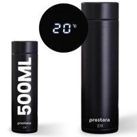 Prestara Smart RVS Thermosfles 500ml met LED Temperatuurdisplay - Lekvrij, met Filter, Ideaal voor Thee/Koffie/Babyvoeding - Zwart
