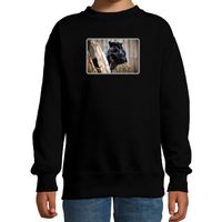 Dieren sweater / trui met panters foto zwart voor kinderen