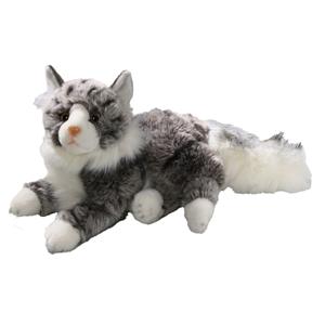 Knuffeldier Perzische kat/poes - zachte pluche stof - premium kwaliteit knuffels - grijs/wit - 30 cm