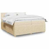 Boxspring met matras stof crèmekleurig 200x200 cm