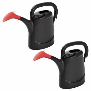 Set van 2x stuks zwarte kunststof bloemen/planten gieters met broeskop/sproeikop 7,5 liter