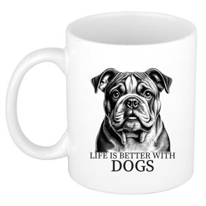 Cadeau mok voor honden liefhebbers - Engelse Bulldog- wit - keramiek - 300 ml