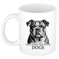 Cadeau mok voor honden liefhebbers - Engelse Bulldog- wit - keramiek - 300 ml