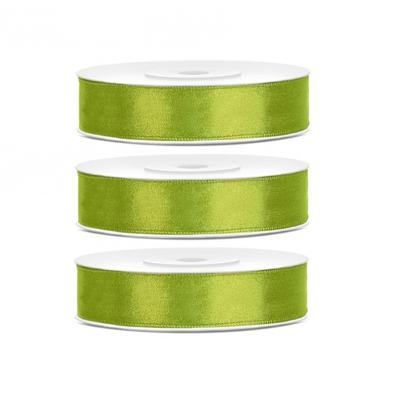 Decoratie satijn sierlint - 1x - lime groen - 12 mm x 25 meter - Cadeaulint satijnlint