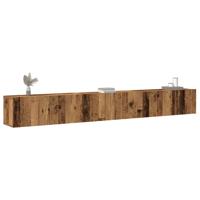 3-delig Tv-meubelset wandmontage bewerkt hout oud houtkleurig