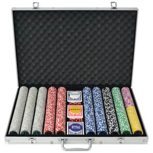 Pokerset met 1000 laser chips aluminium