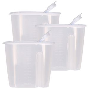 Voedselcontainer strooibus - 3x - wit - 1,5 liter - kunststof - 19,5 x 9,5 x 17 cm