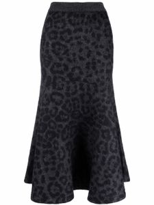 Valentino Garavani jupe évasée à motif léopard - Gris