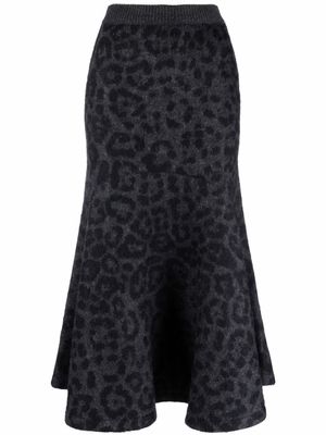 Valentino Garavani jupe évasée à motif léopard - Gris