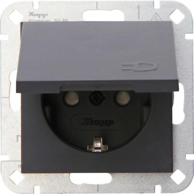 Kopp HK07 antraciet inbouw stopcontact RA met deksel + kinderbeveiliging - 4623150