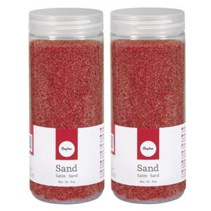 Hobby Fijn decoratie zand korrels - 2x - rood - 475 ml - zandkorrels - knutselmateriaal