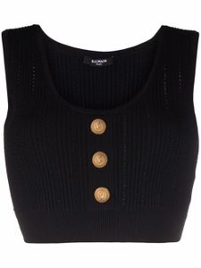 Balmain débardeur en maille crop - Noir