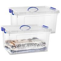 Opslagbox met deksel - 2x - transparant blauw - 54 liter - 60 x 45 x 30 cm - kunststof Opslagbox met deksel - 2x - transparant blauw - 54 liter - 60 x 45 x 30 cm - kunststof