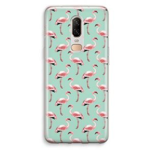 Flamingoprint groen: OnePlus 6 Transparant Hoesje