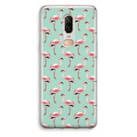 Flamingoprint groen: OnePlus 6 Transparant Hoesje