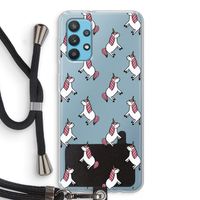 Eenhoorns overal: Samsung Galaxy A32 4G Transparant Hoesje met koord