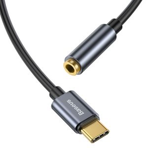 Baseus USB-C / 3,5 mm audio-adapterkabel CAHUB-EZ0G - donkergrijs