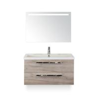 Seville Badmeubelset 100 cm - Craft Oak - Wastafel Djazz 1 kraangat - met Sence Spiegel