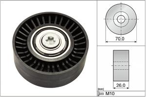 Geleide rol/omdraairol, Poly V-riem INA, Diameter (mm)70mm, u.a. für Fiat, Alfa Romeo, Lancia, Saab, Opel, Vauxhall, Suzuki, Cadillac