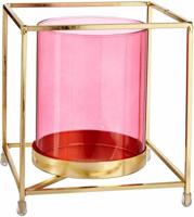Kaarshouder Gift Decor Roze Gouden Metaal Glas 14 x 15,5 x 14 cm Vierkant (8430852677600)
