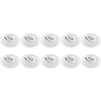 Spot Armatuur 10 Pack - Pragmi Zano Pro - GU10 Inbouwspot - Rond - Wit - Aluminium - Kantelbaar - Ø93mm