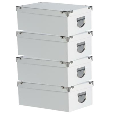 Spullen Opbergdoos box - 4x - wit - 36 x 25 x 12 cm - Karton - Diverse toepassingen