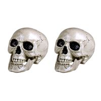 2x stuks horror decoratie schedel/doodskop met beweegbare kaak 20 x 15 cm - Feestdecoratievoorwerp