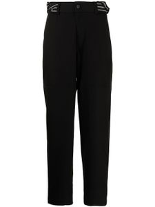 Qasimi pantalon fuselé à taille rayée - Noir