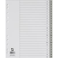 Q-CONNECT tabbladen, A4, PP, 11-gaatsperforatie, set van A-Z, 24 tabs, grijs