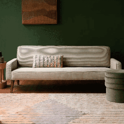 Dutchbone 3-zits Bank 'Preston' Rib, kleur Beige