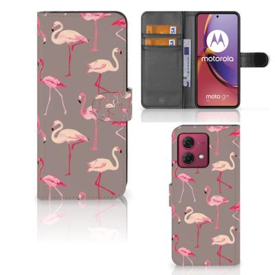 Motorola Moto G84 | Telefoonhoesje | Met pasjeshouder | Flamingo