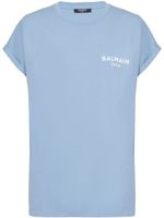 Balmain t-shirt en coton à logo floqué - Bleu - thumbnail