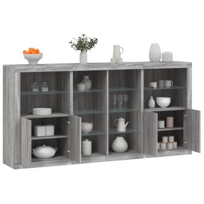 Dressoir met LED-verlichting 202x37x100 cm grijs sonoma eiken