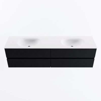 MONDIAZ VICA 180cm badmeubel onderkast Urban 4 lades. Wastafel MOON dubbel 2 kraangaten, kleur Talc.