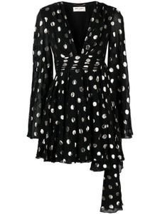 Saint Laurent Pre-Owned robe courte en soie à pois - Noir