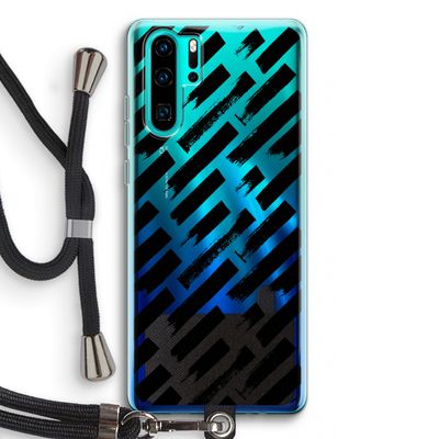Zwarte vegen: Huawei P30 Pro Transparant Hoesje met koord