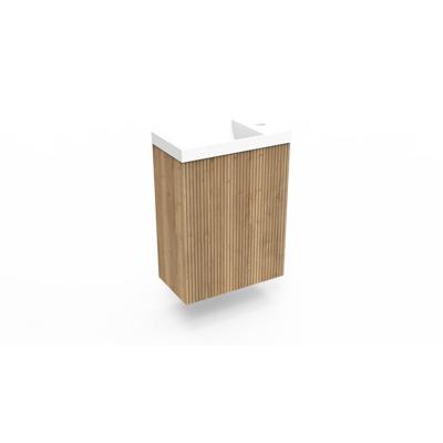 Fonteinkast Halifax Oak Arcqua Ridge 40x55x28 cm Incl. Fontein Mat Wit Zonder Overloop Arcqua