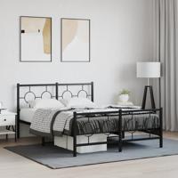 Bedframe met hoofd- en voeteneinde metaal zwart 140x190 cm