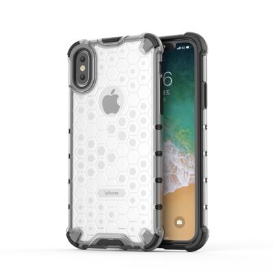 Shockproof Honeycomb PC + TPU Protective Case for iPhone X / XS (Grey)