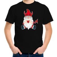 Halloween verkleed t-shirt voor kinderen - duivel kabouter/gnome - zwart - themafeest outfit - thumbnail