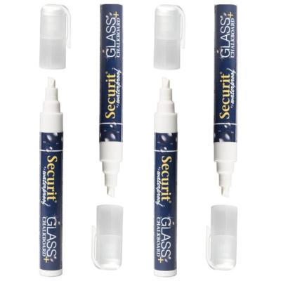 Securit Krijtstift - 4x stuks - wit - platte punt - 2-6 mm - krijt - voor glas en krijtbord Securit Krijtstift - 4x stuks - wit - platte punt - 2-6 mm - krijt - voor glas en krijtbord